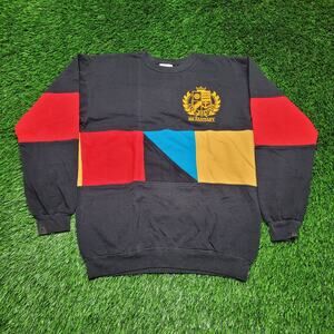 VTG 90s Ms Fantasy Color Block Patchwork Sweatshirt Womens Large Made In USA